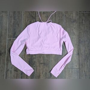 New Halara Pink Strappy Open Back Crop Athletic Top Size Large